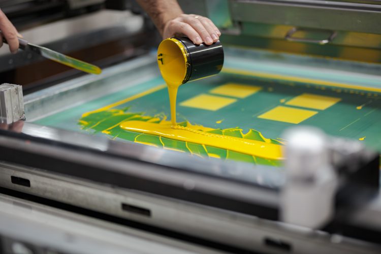Screen Printing - Yellow Ink - Label Solutions Custom Printed Labels