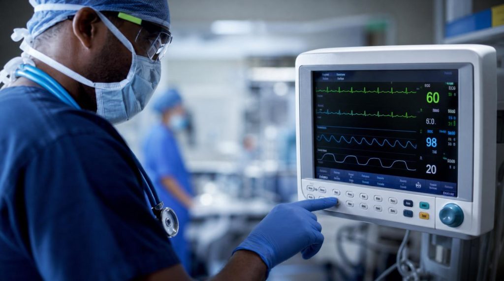 Membrane Keypad solutions - gpt-image-2_A_realistic_photo-quality_image_of_a_hospital_patient_monitor_interface_being_us-0