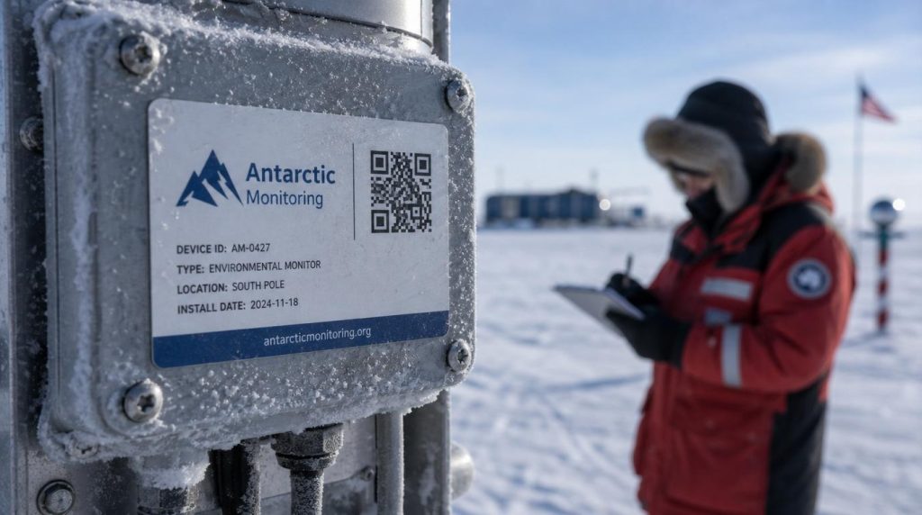gpt-image-2_An_industrial_label_with_a_QR_code_and_the_logo_Antarctic_Monitoring_on_some_mon-0